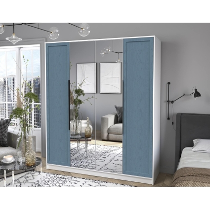 Шкаф распашной Тренд КТ-Ш4 (з) (Белый платинум ЛДСП/ Дуб лазурный ЛМДФ) Ш1800 В2128 Г547